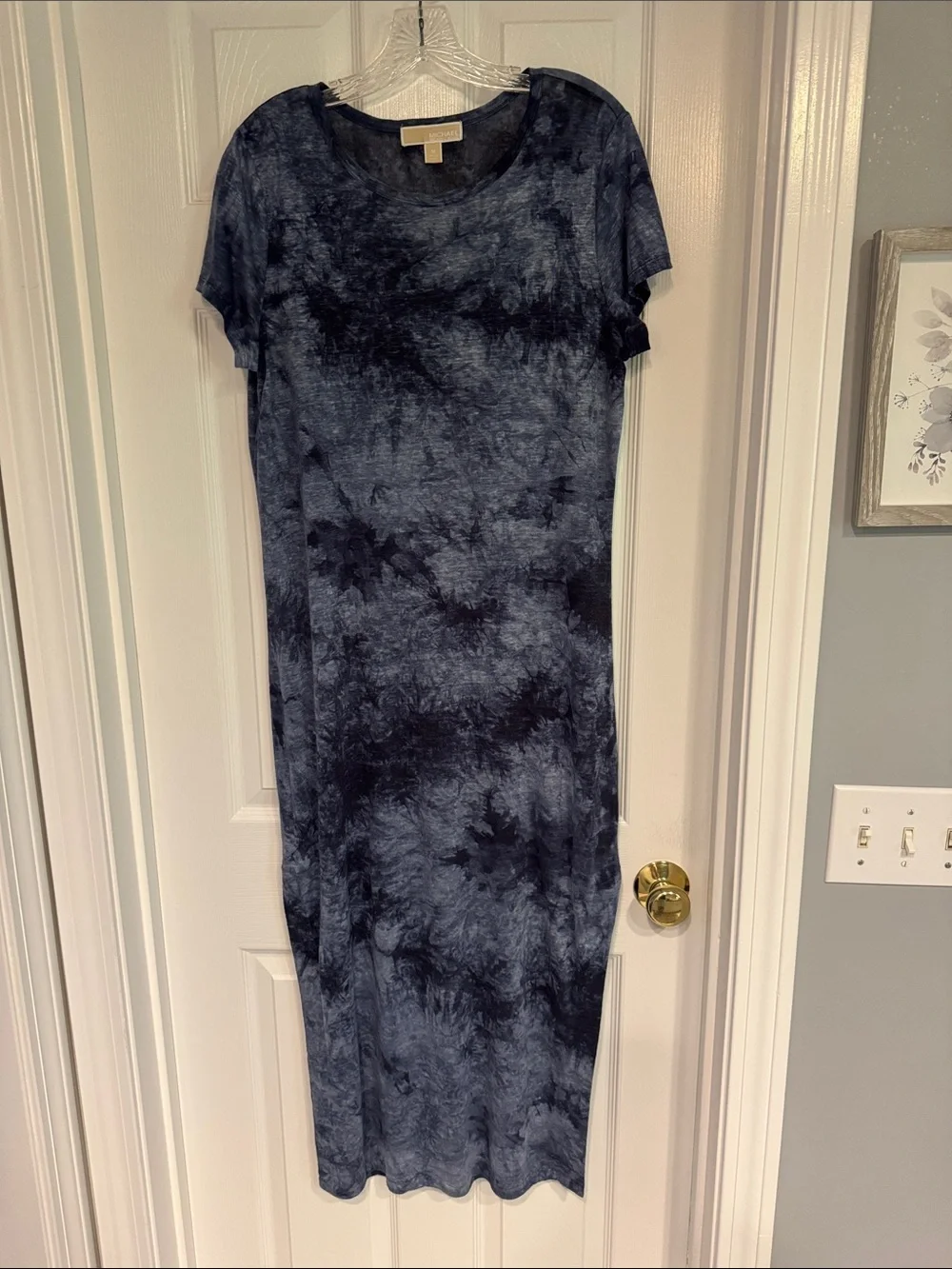Michael Kors Navy and Black Tie-Dye Maxi Dress